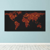 Toile Carte du monde Silhouette - Orange & Rouge Patten (Insitu (Plancher de Bois))