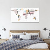 Toile Carte du monde Silhouette - Piet Mondrian Abstrait (Insitu(Chambre))