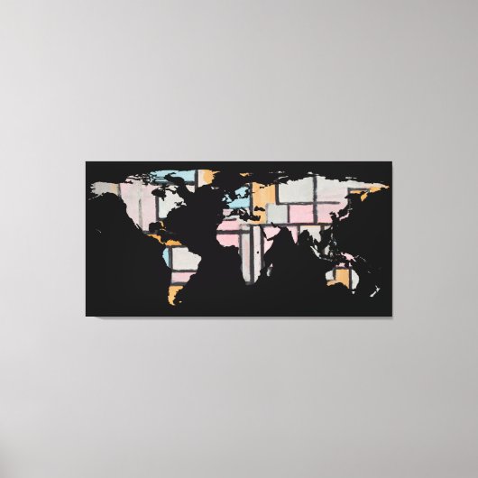 Toile Carte du monde Silhouette - Piet Mondrian Abstrait (Recto)