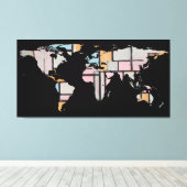 Toile Carte du monde Silhouette - Piet Mondrian Abstrait (Insitu (Plancher de Bois))