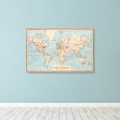 Toile Carte du monde sur la projection de Mercator (Insitu (Plancher de Bois))