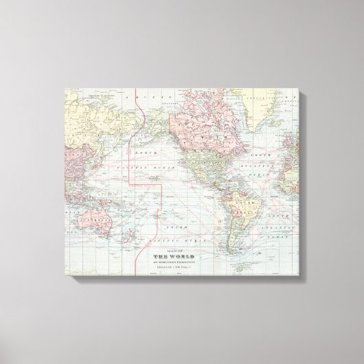 Toile Carte du monde vintage (1901) (Recto)