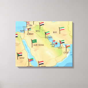 Toile Carte du Moyen-Orient