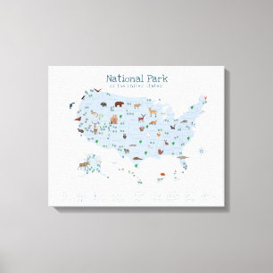Toile Carte du parc national Blue Woodland Nursery