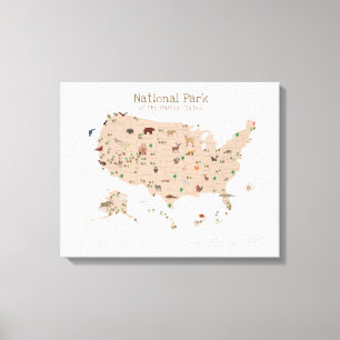 Toile Carte du parc national Brown clair Woodland Nurser