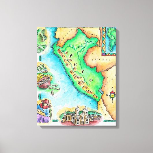 Toile Carte du Pérou (Recto)