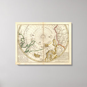 Toile Carte du pôle Nord et des territoires à proximité