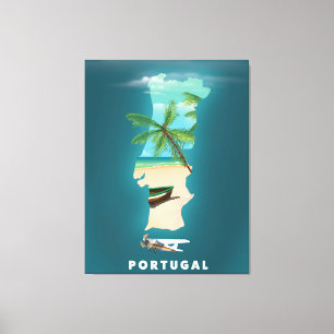 Toile Carte du Portugal imprimé affiche de voyage.