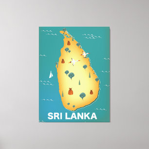 Toile Carte du Sri Lanka