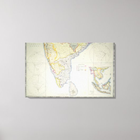 Toile Carte du sud de l'Inde britannique, 1872 (Recto)