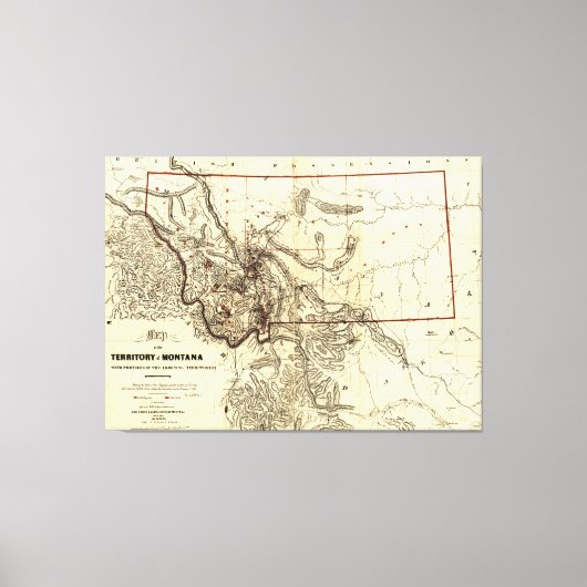 Toile Carte du territoire du Montana (1865) (Recto)