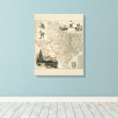 Toile Carte du Texas aux frontières du comté (Insitu (Plancher de Bois))