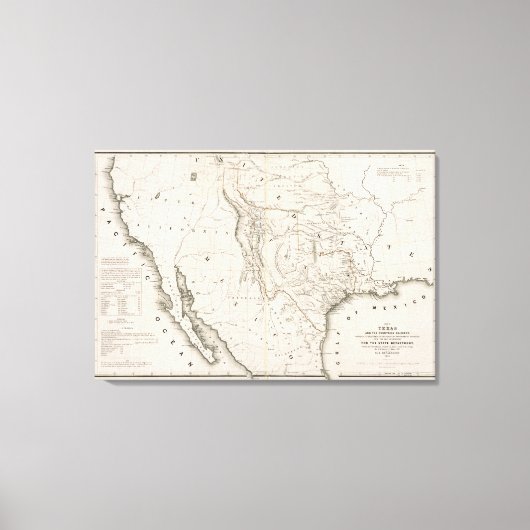 Toile Carte Du Texas Et Des Pays Voisins (Recto)
