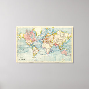 Toile Carte du Vieux Monde 1883 Carte antique