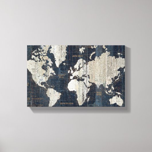Toile Carte du Vieux-Monde Bleu (Recto)