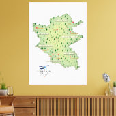 Toile Carte du Yorkshire Dales Angleterre (Insitu(Salon))