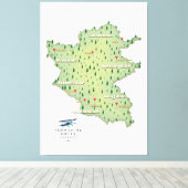 Toile Carte du Yorkshire Dales Angleterre (Insitu (Plancher de Bois))