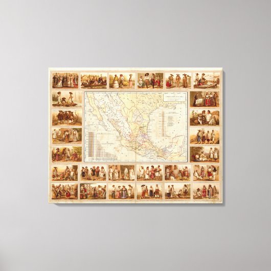 Toile Carte ethnographique du Mexique (Recto)