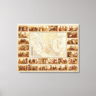 Toile Carte ethnographique du Mexique