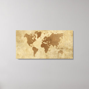 Toile Carte fanée du monde de parchemin