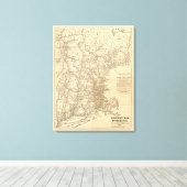 Toile Carte ferroviaire États de la Nouvelle-Angleterre (Insitu (Plancher de Bois))