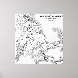 Toile Carte ferroviaire vintage Cape Cod Old Colony (187