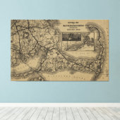Toile Carte ferroviaire vintage du cap Cod (1893) (Insitu (Plancher de Bois))