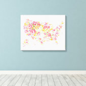 Toile Carte Florale Des Etats-Unis (Insitu (Plancher de Bois))
