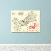 Toile Carte Fresno County, Californie (Insitu (Plancher de Bois))