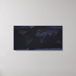 Toile Carte globale La ville de la Terre s'illumine la n