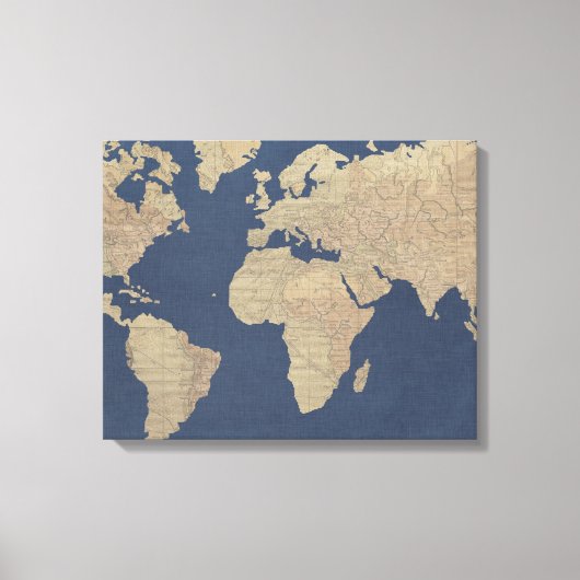 Toile Carte Gold et Blue World (Recto)