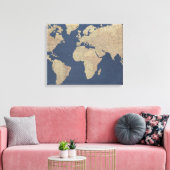 Toile Carte Gold et Blue World (Insitu(Salon))