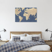 Toile Carte Gold et Blue World (Insitu(Chambre))