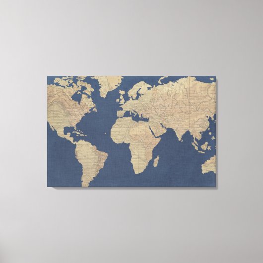 Toile Carte Gold et Blue World (Recto)