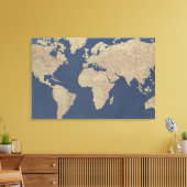 Toile Carte Gold et Blue World (Insitu(Salon))