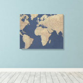 Toile Carte Gold et Blue World (Insitu (Plancher de Bois))