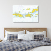 Toile Carte graphique nautique des îles Vierges américai (Insitu(Chambre))