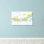 Toile Carte graphique nautique des îles Vierges américai (Insitu (Plancher de Bois))