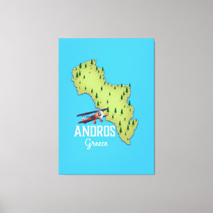 Toile Carte grecque Andros affiche illustrée
