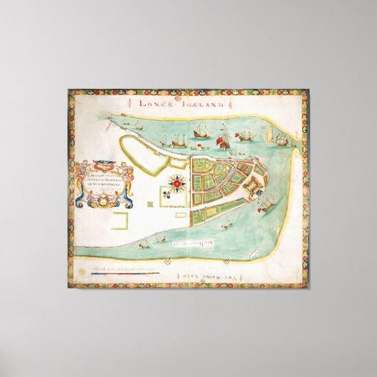 Toile Carte historique de New York (1664) (Recto)