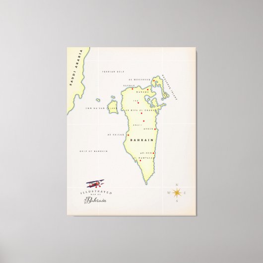 Toile Carte illustrée de Bahreïn (Recto)