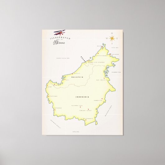 Toile Carte illustrée de Borneo (Recto)
