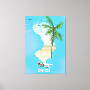 Toile Carte illustrée de Chios Grèce.