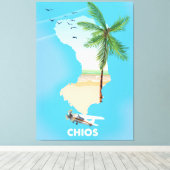 Toile Carte illustrée de Chios Greece. (Insitu (Plancher de Bois))