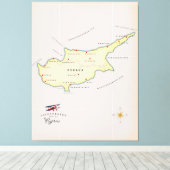 Toile Carte illustrée de Chypre. (Insitu (Plancher de Bois))