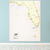 Toile Carte illustrée de Floride (Insitu (Plancher de Bois))