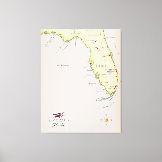 Toile Carte illustrée de Floride (Recto)