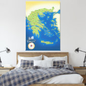 Toile Carte illustrée de Grèce. (Insitu(Chambre))
