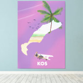 Toile Carte illustrée de Kos Grèce. (Insitu (Plancher de Bois))