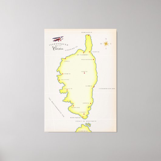 Toile carte illustrée de la Corse (Recto)
